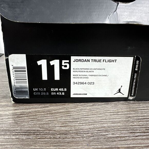 Nike Air Jordan True Flight Black Infrared 23 Size Men’s 11.5 W/Box 342964-023‎ main image 11
